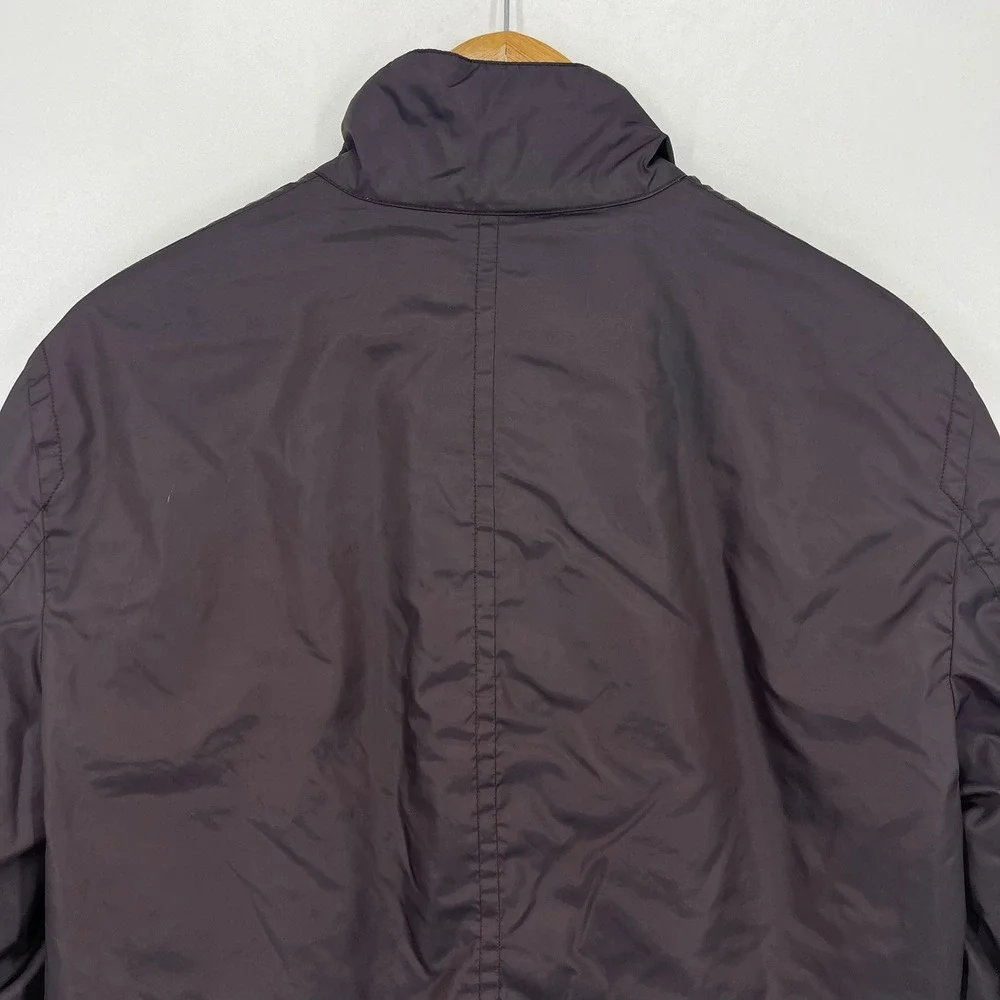 John Varvatos Mens Bomber Jacket Dark Plum Purple Nylon Mock Neck Size S
